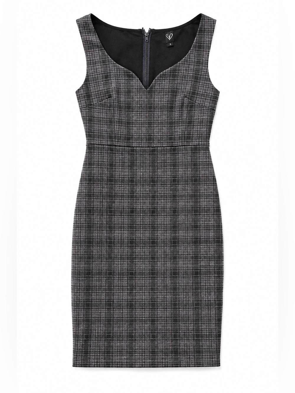 Windsor Black and Gray Plaid Sleeveless Sheath Dress